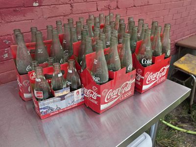 Vintage Coca-Cola Classic Albertville 1992 Olympic Empty 16oz Glass Bottles (6-Packs)