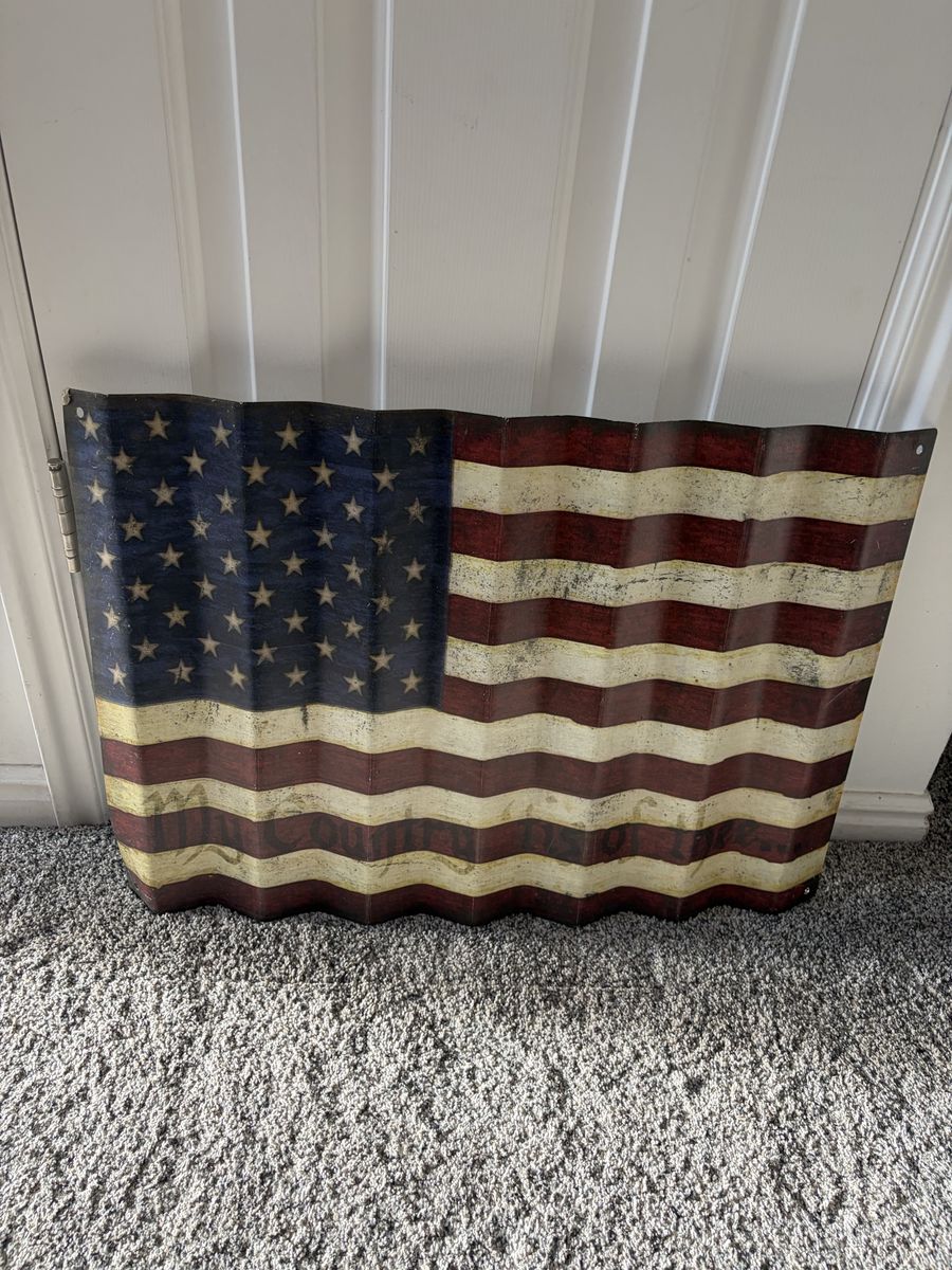 Corrugated metal American flag