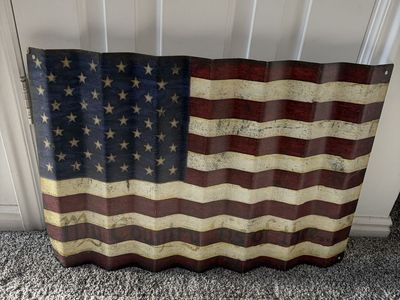 Corrugated metal American flag