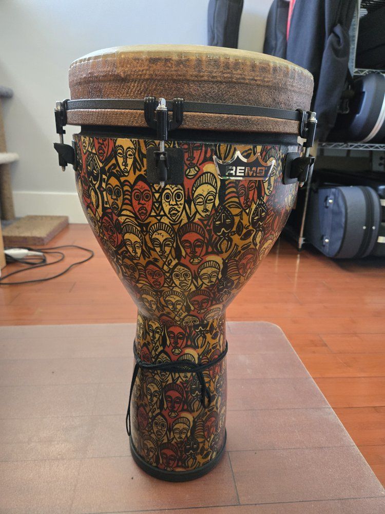 Remo Mondo Falam SL-5900-00 Djembe Drum, Fiberskyn 3 Head, African Mask Graphic