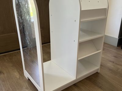 Kids Wooden Dress-Up Wardrobe with Mirror and Storage Shelves - White