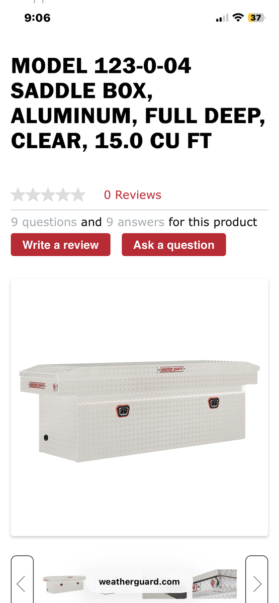 Weather Guard truck toolbox aluminum 123-0-04 Full-Size Deep Aluminum Saddle Truck Toolbox, 15.0 Cu Ft, 1KEY Ultralock