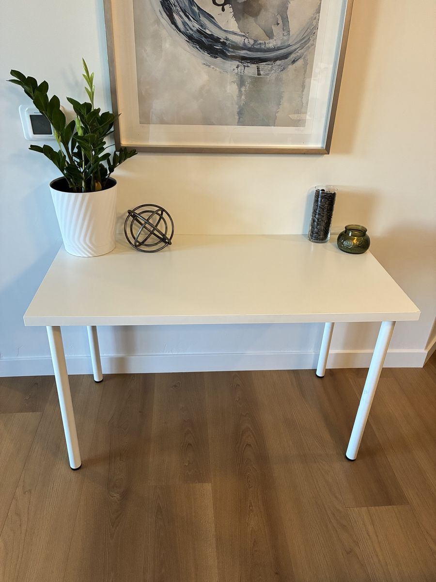 IKEA Modern White Desk/ Table w/ Metal Legs