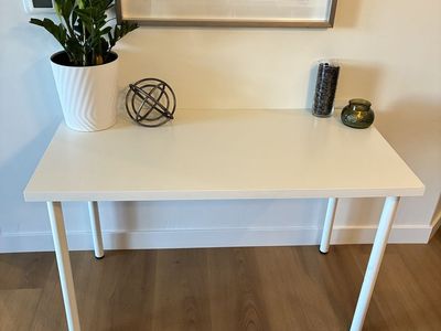 IKEA Modern White Desk/ Table w/ Metal Legs