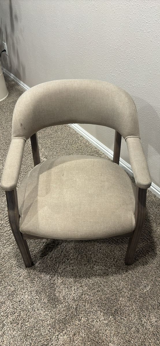 Upholstered Accent Chair with Wooden Frame - Neutral Fabric Seating
