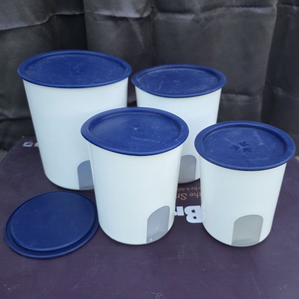 Tupperware 4 Container Storage Set - Blue/White