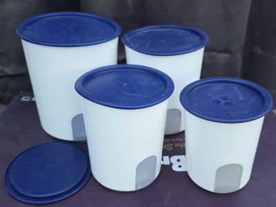 Tupperware 4 Container Storage Set - Blue/White