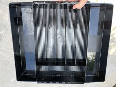 Black Plastic Utensil Drawer Organizer with Adjustable Dividers - Good Condition