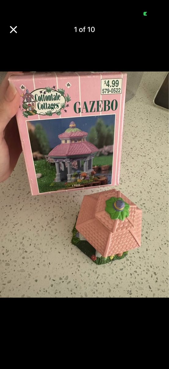 Cottontale Cottages Miniature Gazebo, Birdhouse, Candy Shop Figurines - Set of 3 Decorative Collectibles