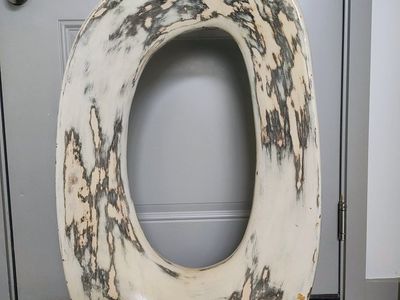 Large Decorative Abstract Floor Vase - Distressed White & Black Finish