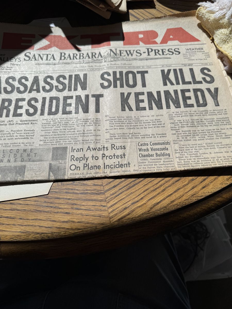 Vintage 1963 JFK Assassination Newspapers - Santa Barbara News-Press & The Magna Times