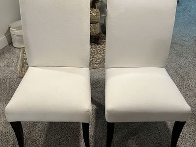 Pottery Barn Roll Back Dining Chairs Set of 4 (Two White, Two Patterned)