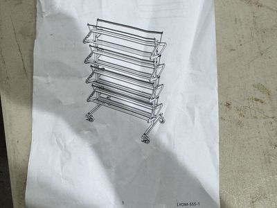 LYOM-555-1 Heavy-Duty Steel 8-Roll Paper Rack with Swivel Casters, 36" x 9" Roll Capacity