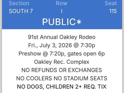 1 Oakley Rodeo Ticket - Friday, July 3, 2026