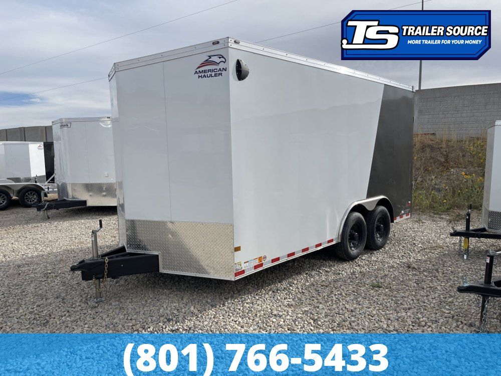 8.5x16 American Hauler Night Hawk Enclosed Cargo Trailer - 7'6" Interior - 12K GVWR 2 Tone Color, Dovetail, Ramp Door
