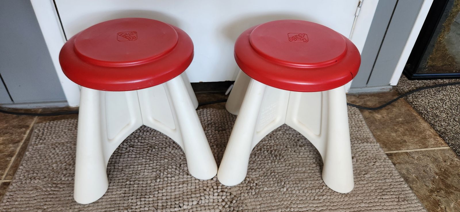 2 Step 2 Kids Plastic Red & White Stools For Child desk $25 each