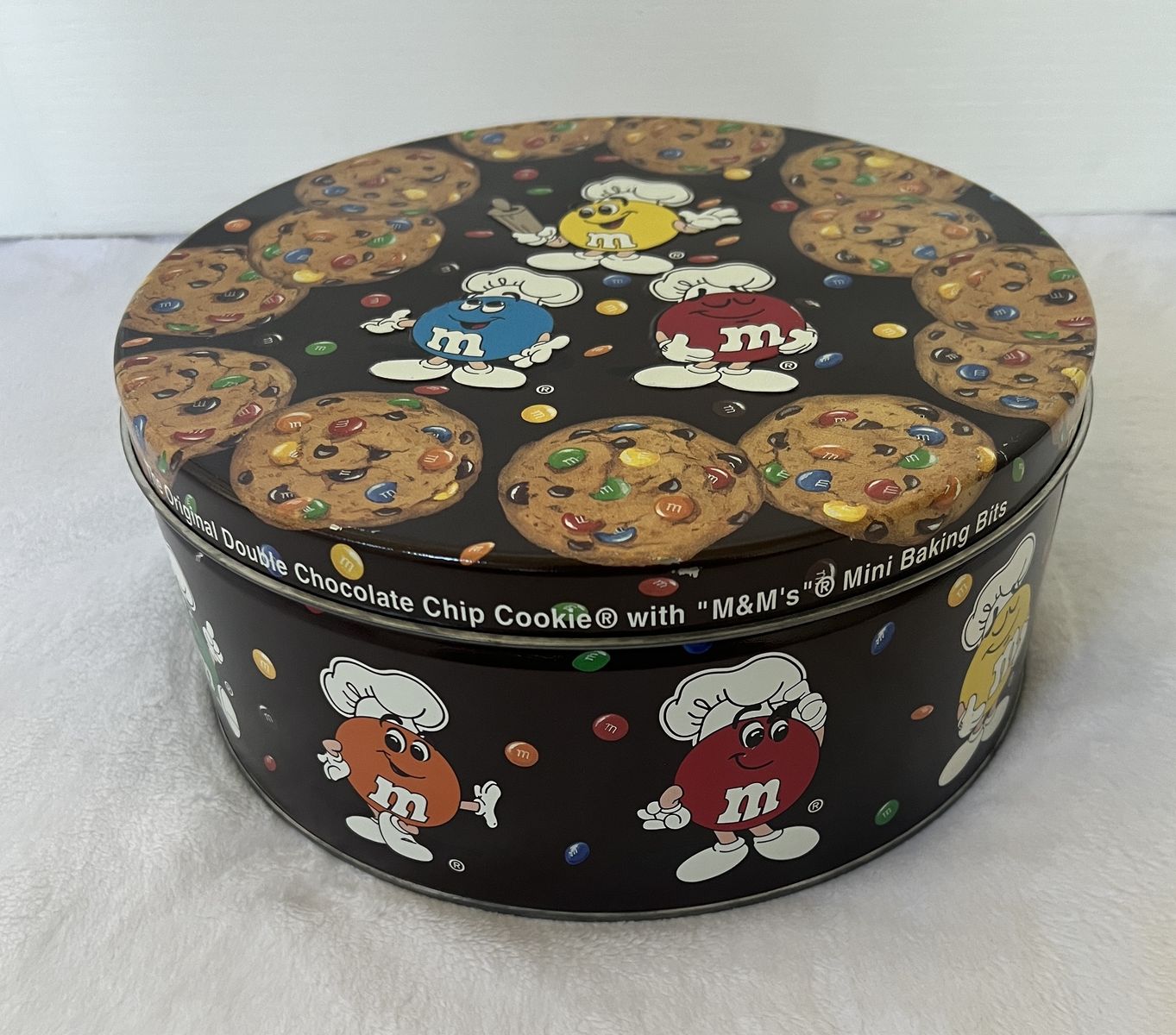 Vintage Chef M&M's Candy Bits Cookie 10" Round Metal Storage Tin