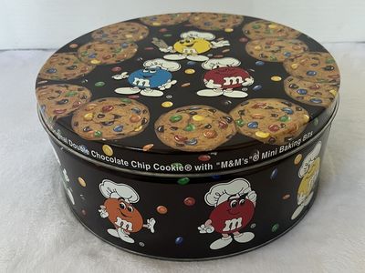 Vintage Chef M&M's Candy Bits Cookie 10" Round Metal Storage Tin