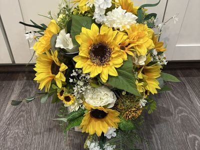 Cascading sunflower bridal bouquet