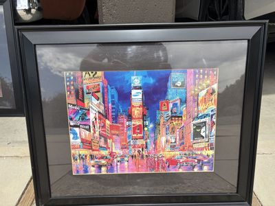 Times Square and New York Skyline Framed Prints