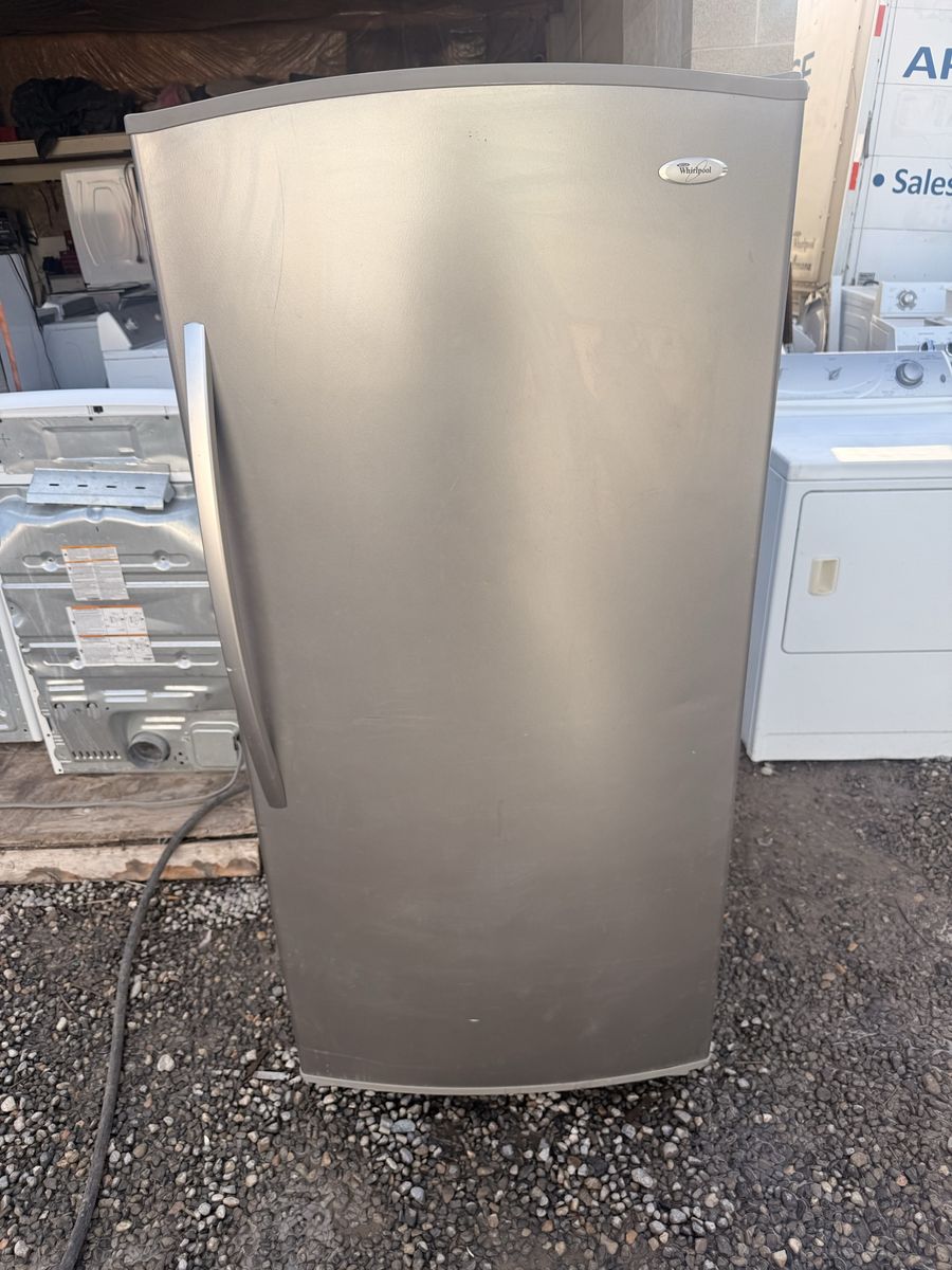 Whirlpool Stainless Steel Upright Freezer - Excellent Condition, Spacious Storage