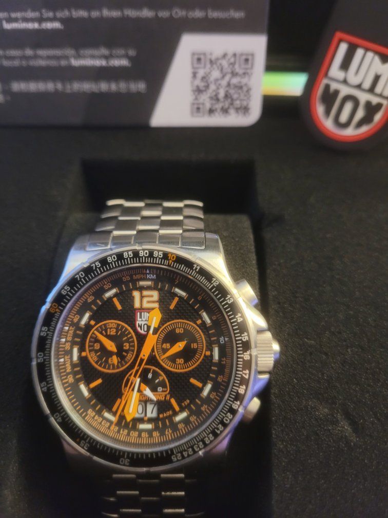 Luminox Lightning II Chronograph Watch with Stainless Steel Band and Box