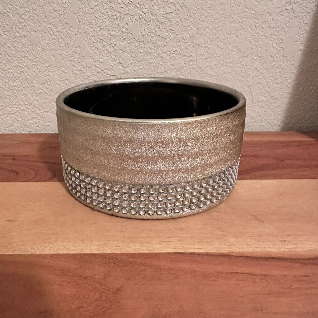 Ceramic Bowl Planter Rhinestone Detailing