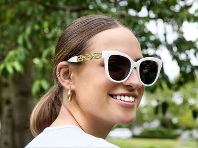 NYS Collection Trendy Polarized Sunglasses for Women, Retro Womens Square Cat Eye Sunglasses (White Frame-Smoke Lens