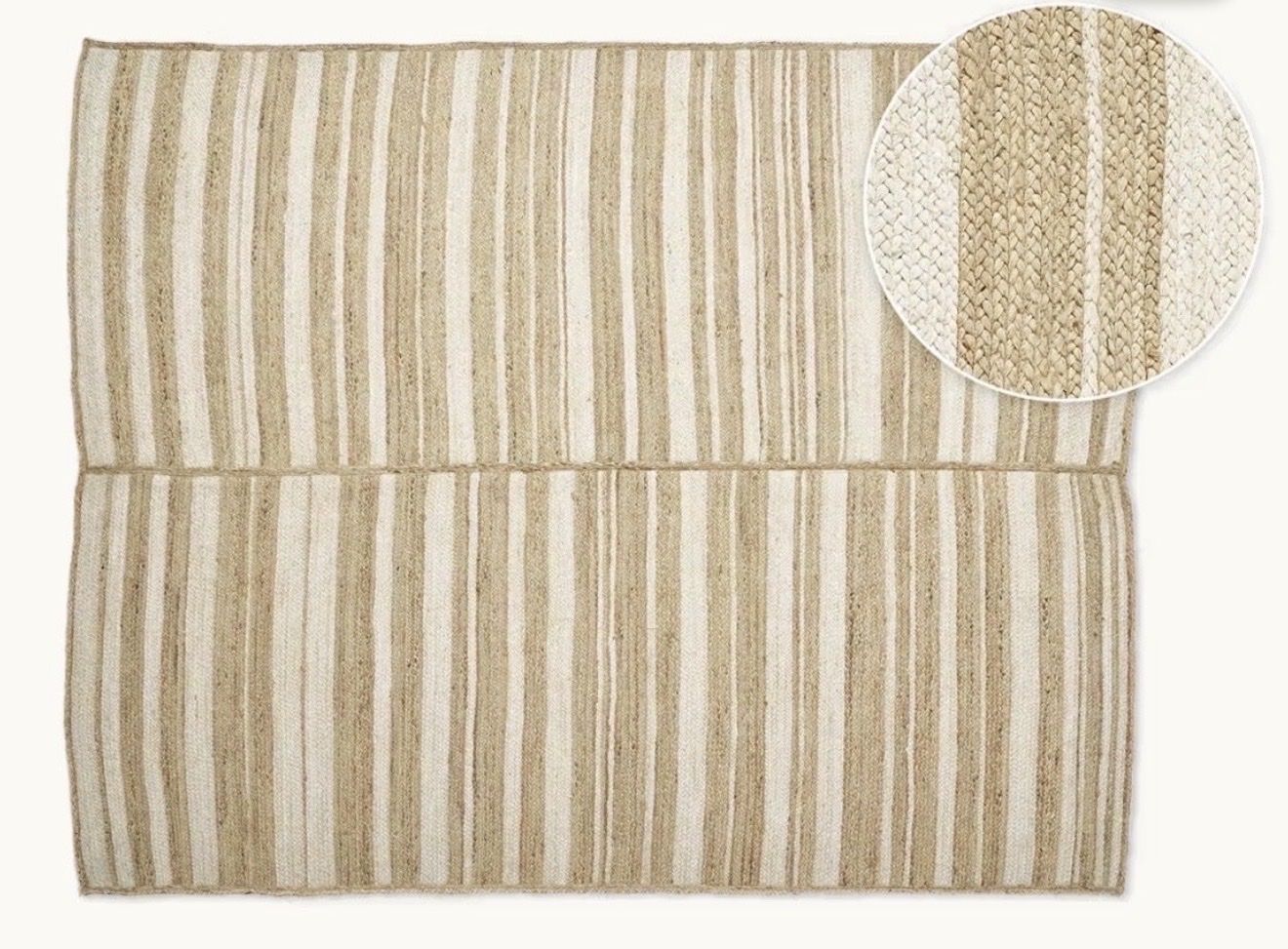 New. Jute 8x10 Striped Area Rug  Easy To Clean