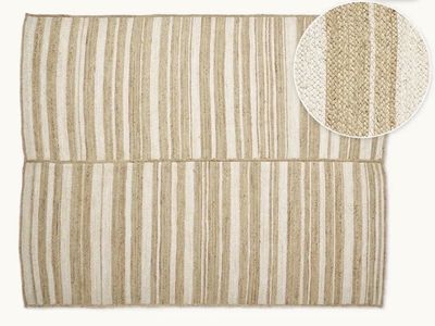 New. Jute 8x10 Striped Area Rug Easy To Clean