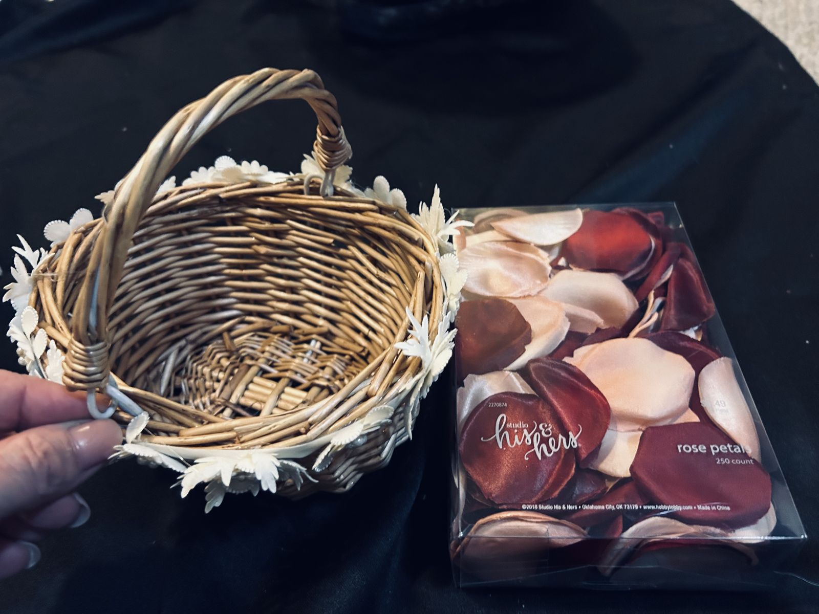 Flower Girl Basket & Silk Rose Pedals