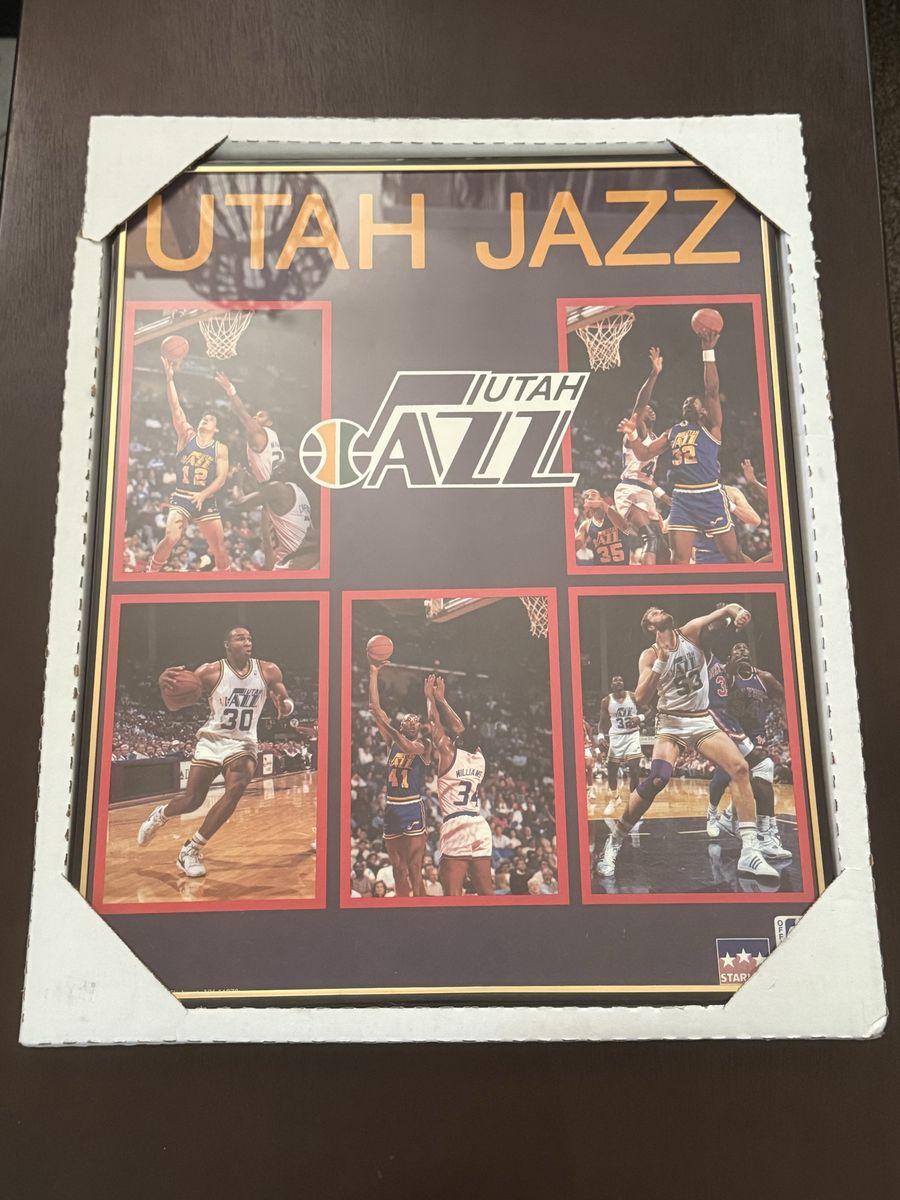 Vintage Utah Jazz poster framed 15.5”x20”