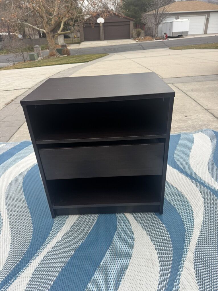 Dark Brown/Black Bedside Table Cabinet with Drawer