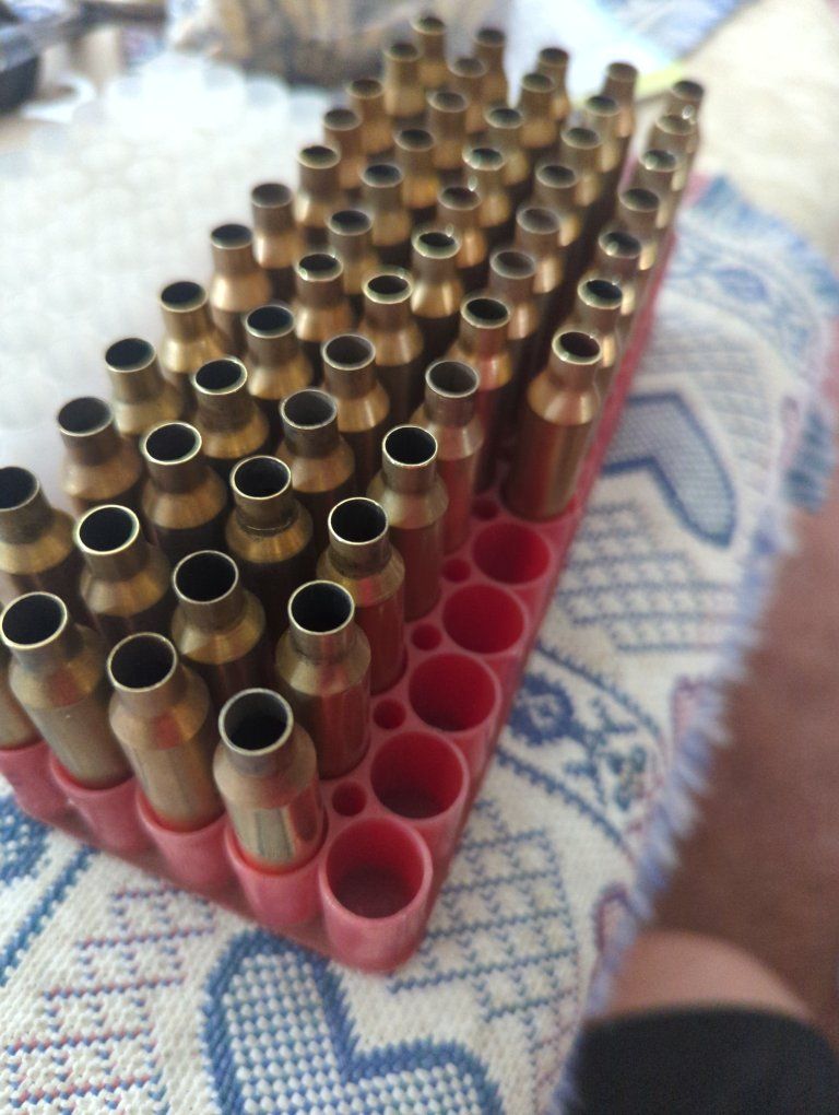 7mm Rem Mag Brass Casings in bag. Mixed manufacturers, deprimed and ready to process. 55 count.