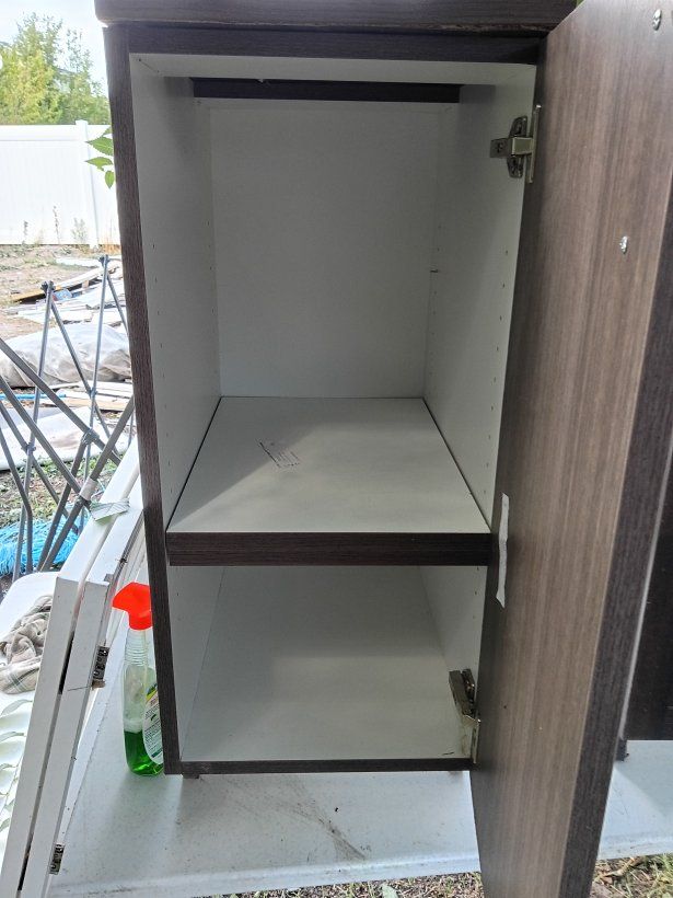 Dark Wood Grain Single Door Storage Cabinet with Interior Shelf
