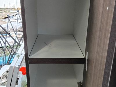 Dark Wood Grain Single Door Storage Cabinet with Interior Shelf