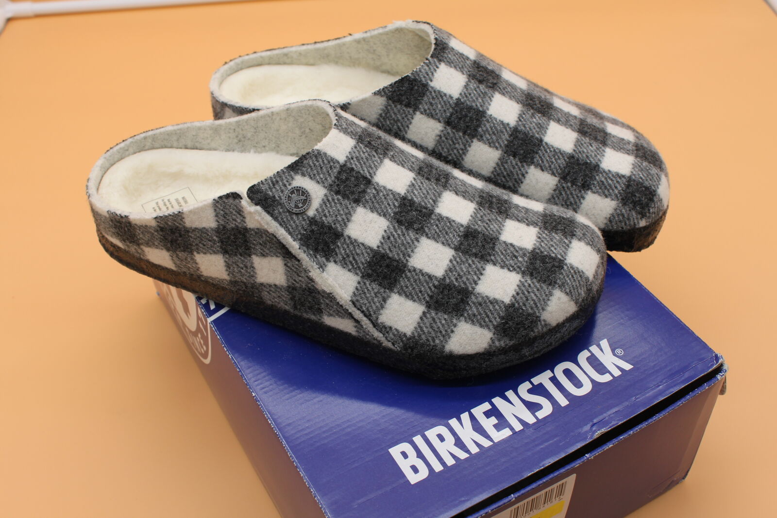 BIRKENSTOCK Zermatt Rivet PLAID WHITE Shearling slipper