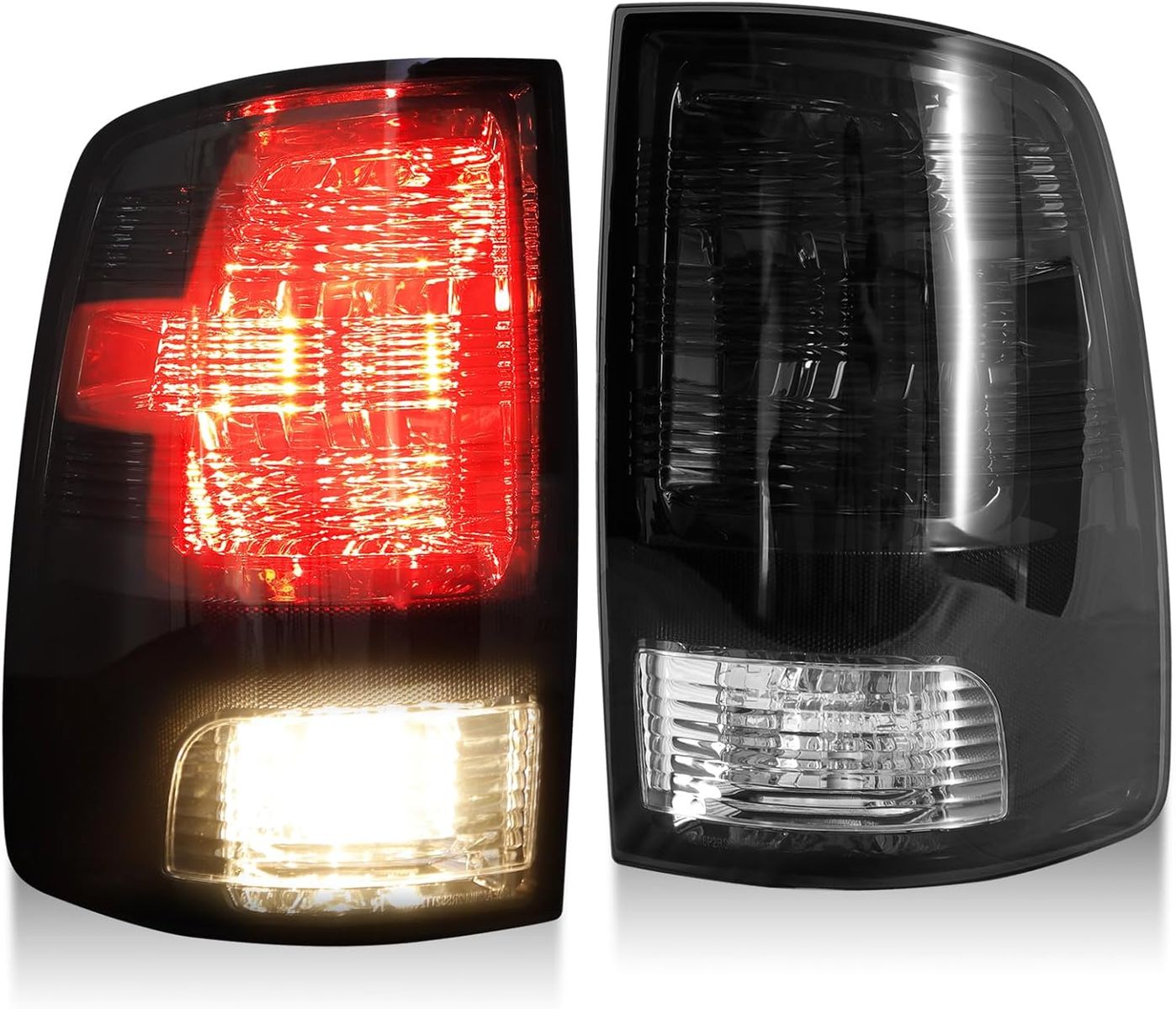 2009-2018 Dodge Ram 1500/2500/3500, 2019-2024 Ram 1500 Classic- Pair Smoked Tail Lights w/Bulbs