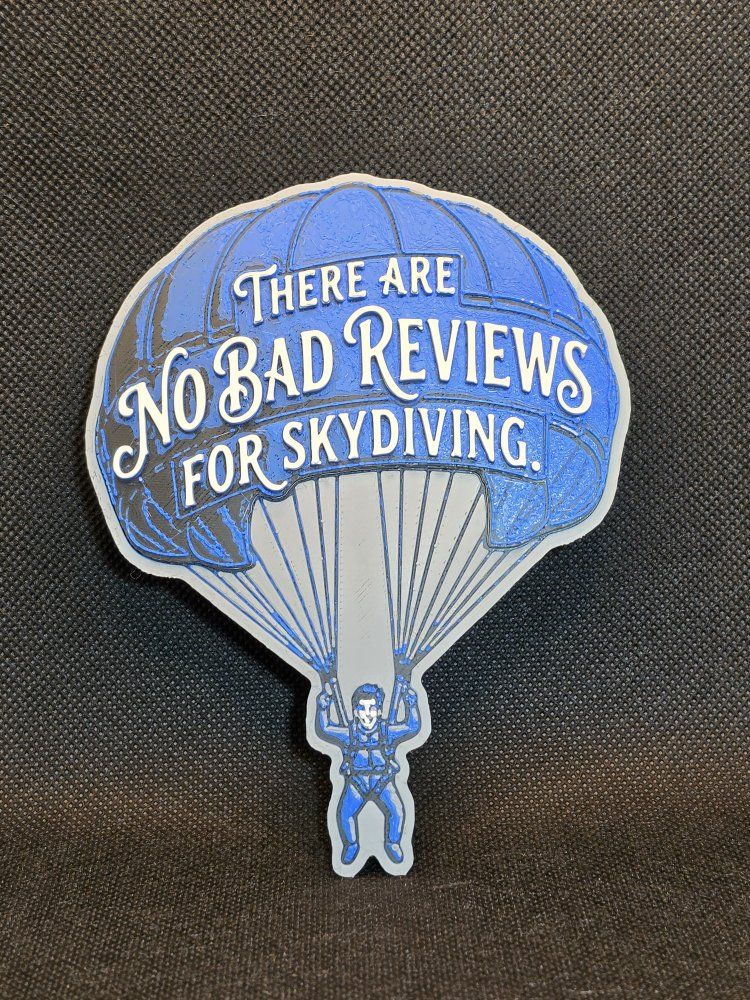3D Printed Skydiving Wall Art Sign - There Are No Bad Reviews For Skydiving