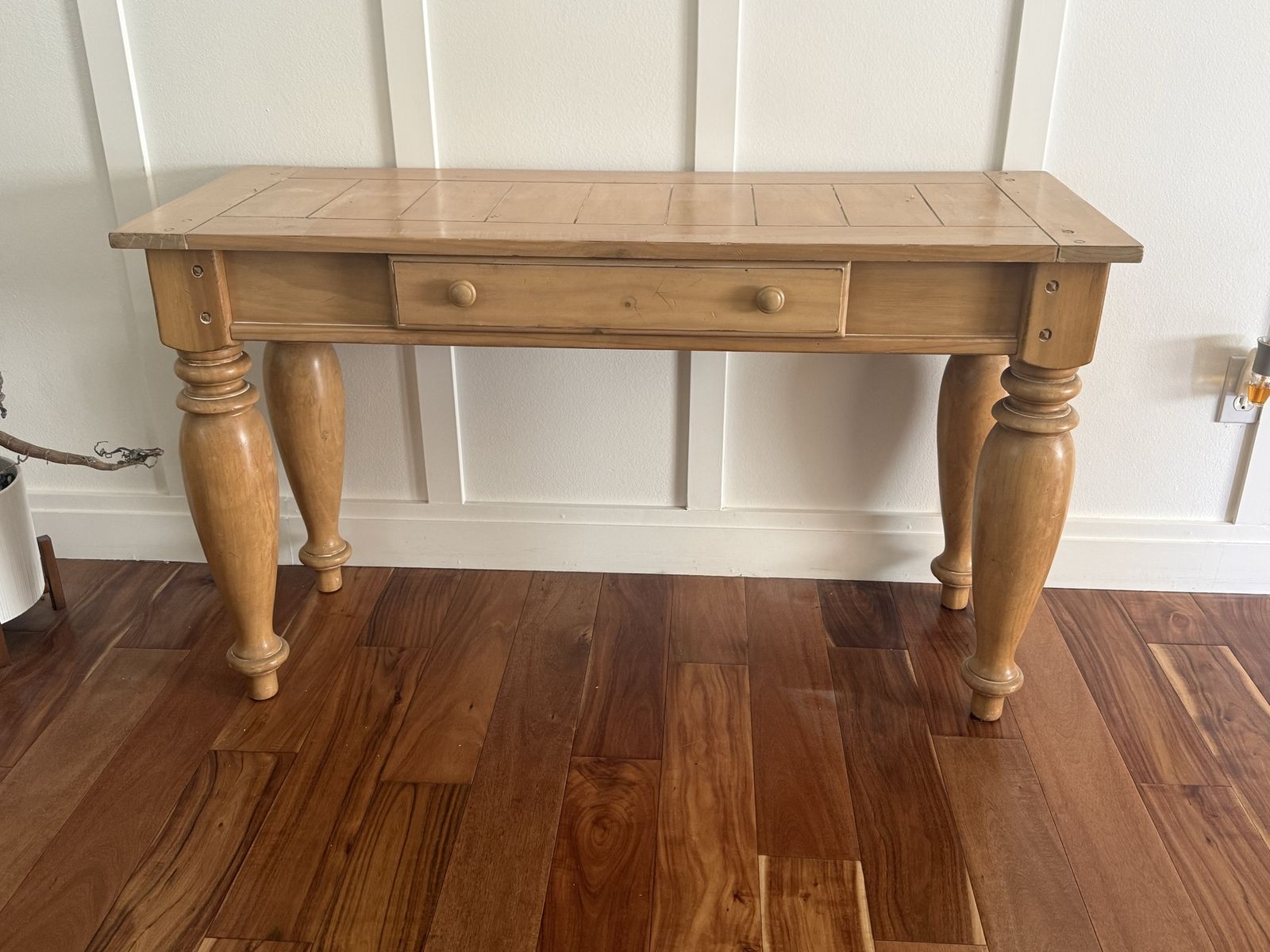 Solid Wood Coffee Table with Single Drawer and Turned Legs