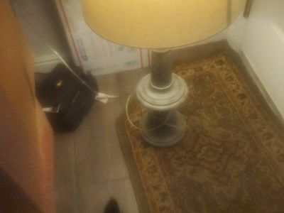 2 Rustic Bronze Table Lamps Shades Included - Like New