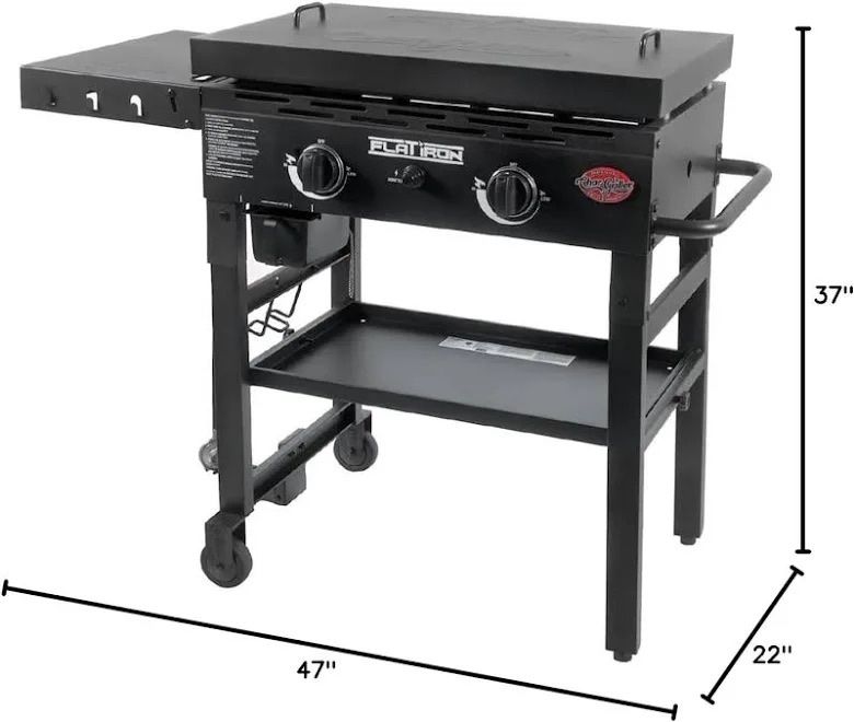 Char-Griller Flat Iron 2-Burner Gas Griddle - Black Outdoor Cooking Station
