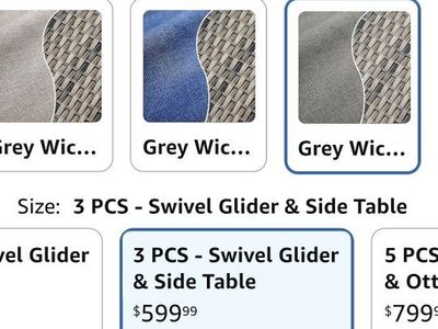 Belord Luxury 3-Piece Outdoor Swivel Rocker Patio Set, Grey Wicker, High Back, Side Table