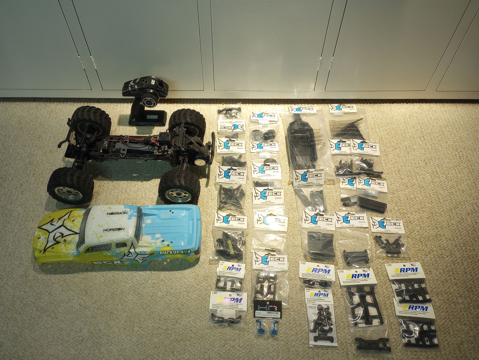Brushless ECX Ruckus w/ parts lot