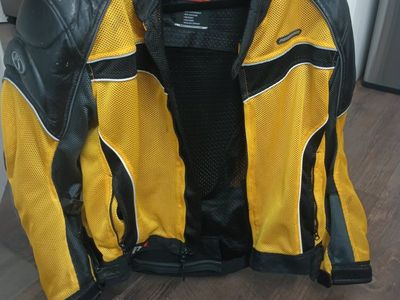 Fieldsheer 2XL Yellow & Black Mesh Motorcycle Jacket with Leather Accents