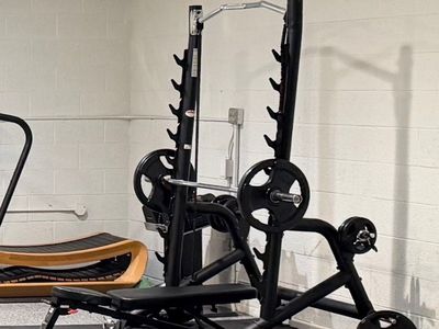 Squat Rack with Bench and Barbell Weight Set for Home Gym