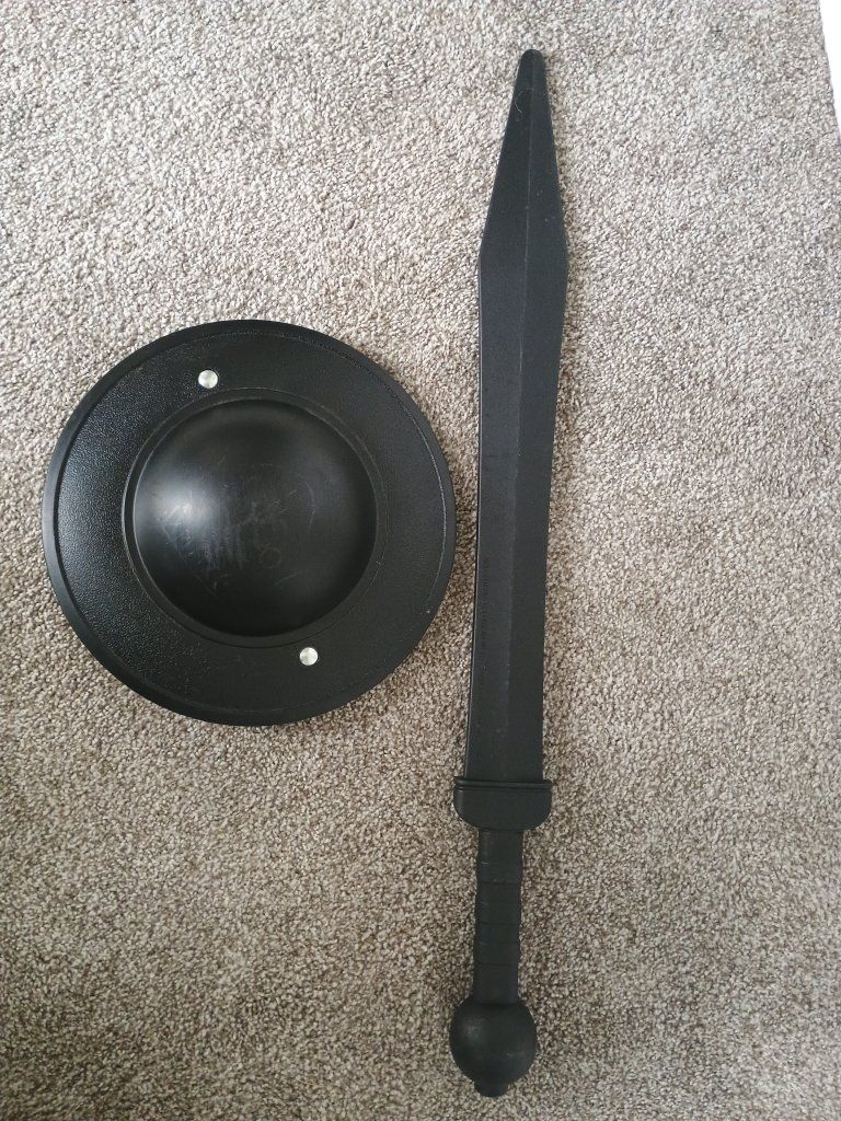 Black plastic practice Shield & Sword Set - Roman Gladiator Costume Accessory