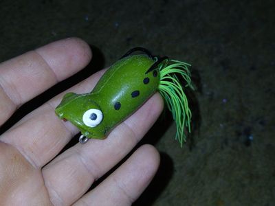 Green Frog Topwater Popper Fishing Lure with Skirted Tail