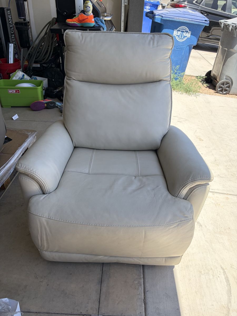 White Leather Power Recliner