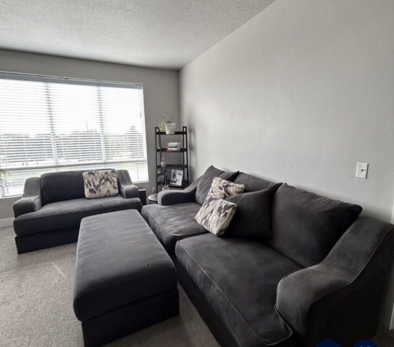 Dark Grey Living Room Furniture Set - Sofa, Chair & Ottoman $230 OBO
